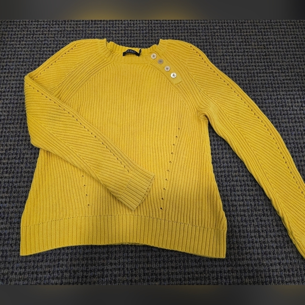 Yellow Button-Detail Women's Sweater - Picture 8 of 8